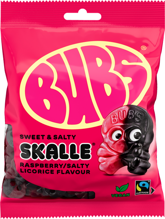 Bubs Raspberry Salty Licorice SKALLE 90g